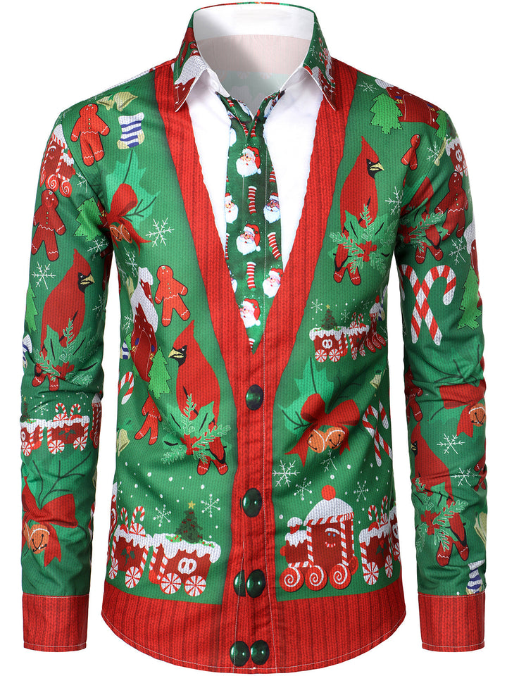 Grant - Camisa Navideña Divertida para Hombre con manga Larga para Fiestas Navideñas