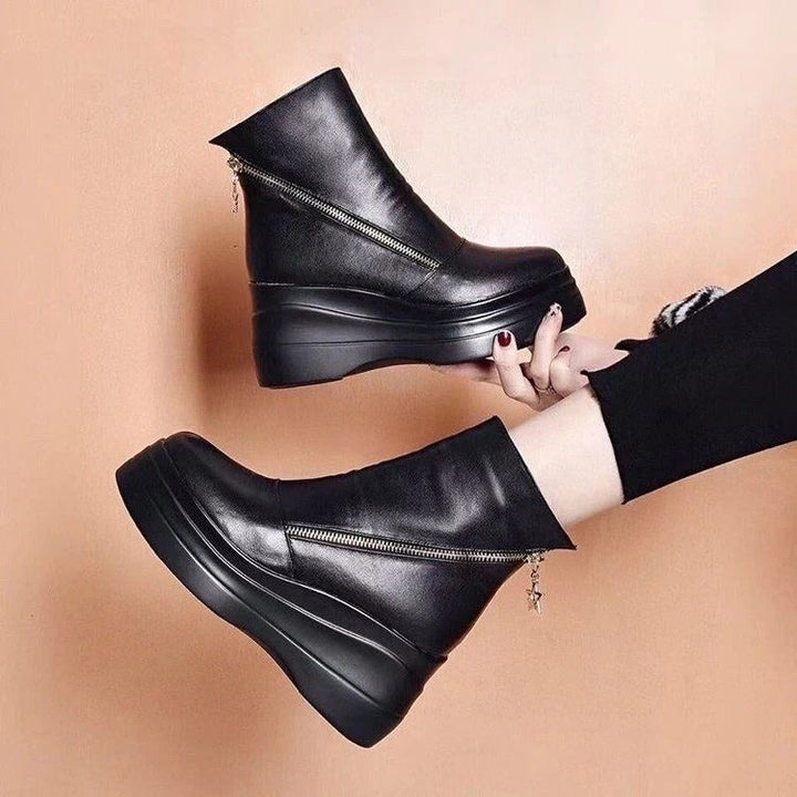 Narah - Botines De Cuero Con Cremallera Lateral