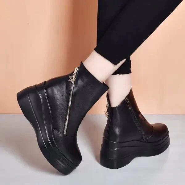 Narah - Botines De Cuero Con Cremallera Lateral