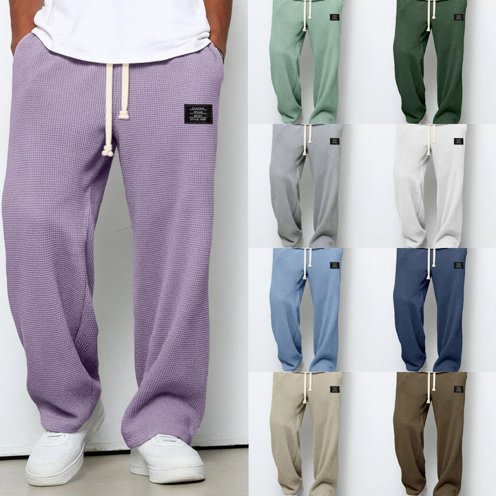 Daved - Pantalones Informales De Punto Tipo Gofre Con Cordón Ajustable