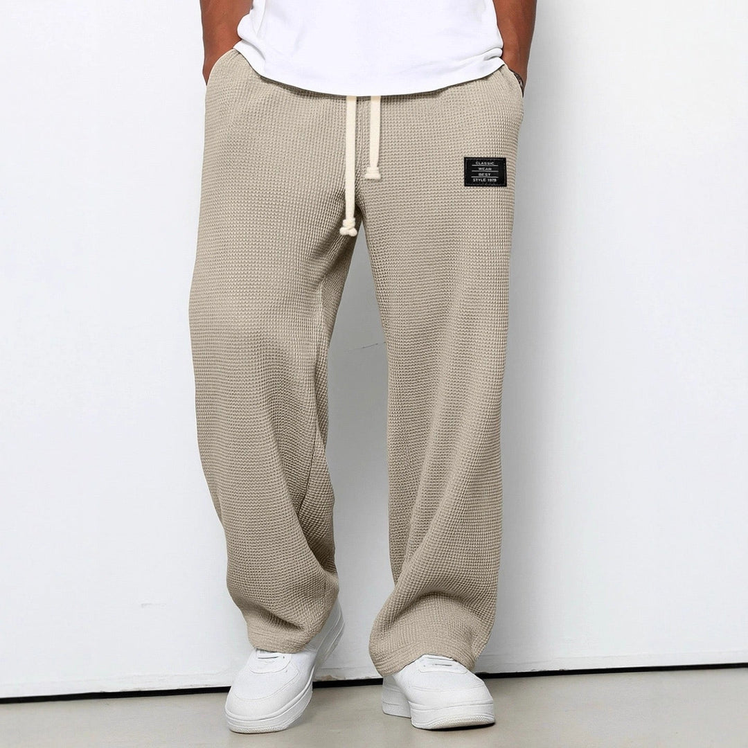 Daved - Pantalones Informales De Punto Tipo Gofre Con Cordón Ajustable