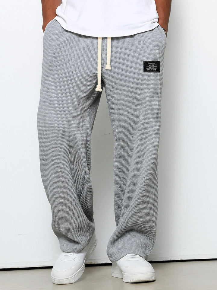 Daved - Pantalones Informales De Punto Tipo Gofre Con Cordón Ajustable