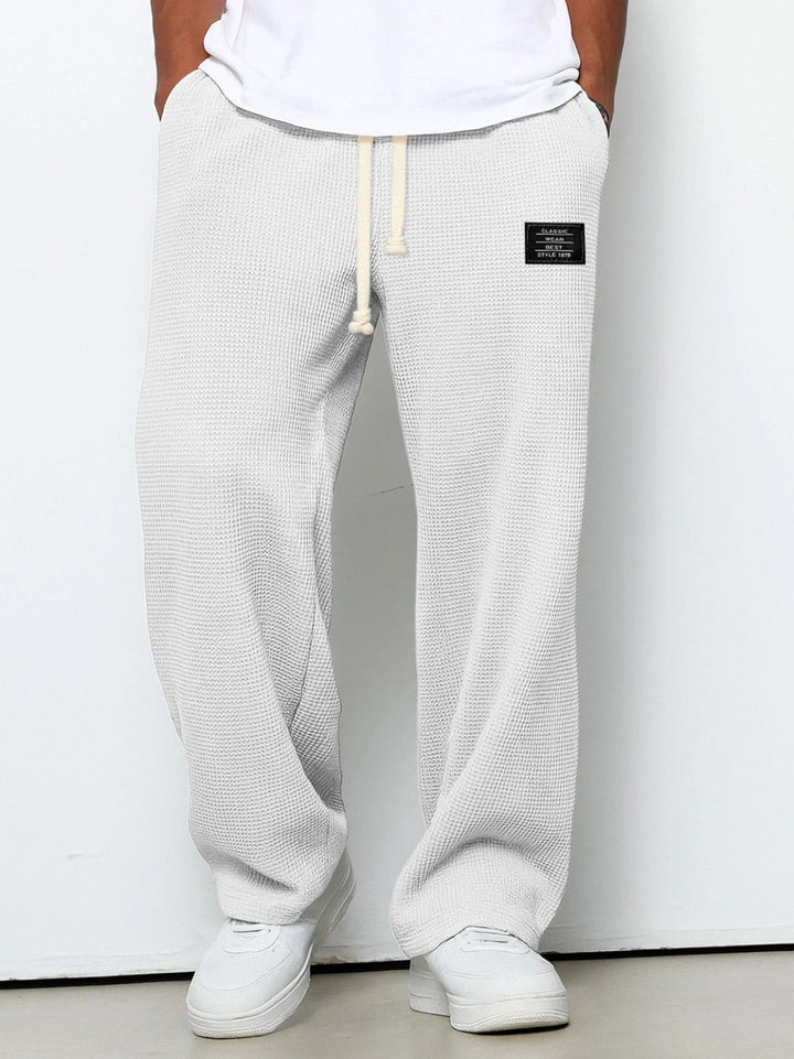 Daved - Pantalones Informales De Punto Tipo Gofre Con Cordón Ajustable