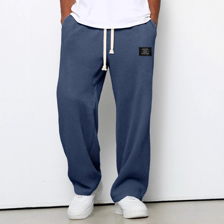 Daved - Pantalones Informales De Punto Tipo Gofre Con Cordón Ajustable