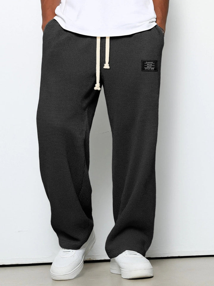 Daved - Pantalones Informales De Punto Tipo Gofre Con Cordón Ajustable
