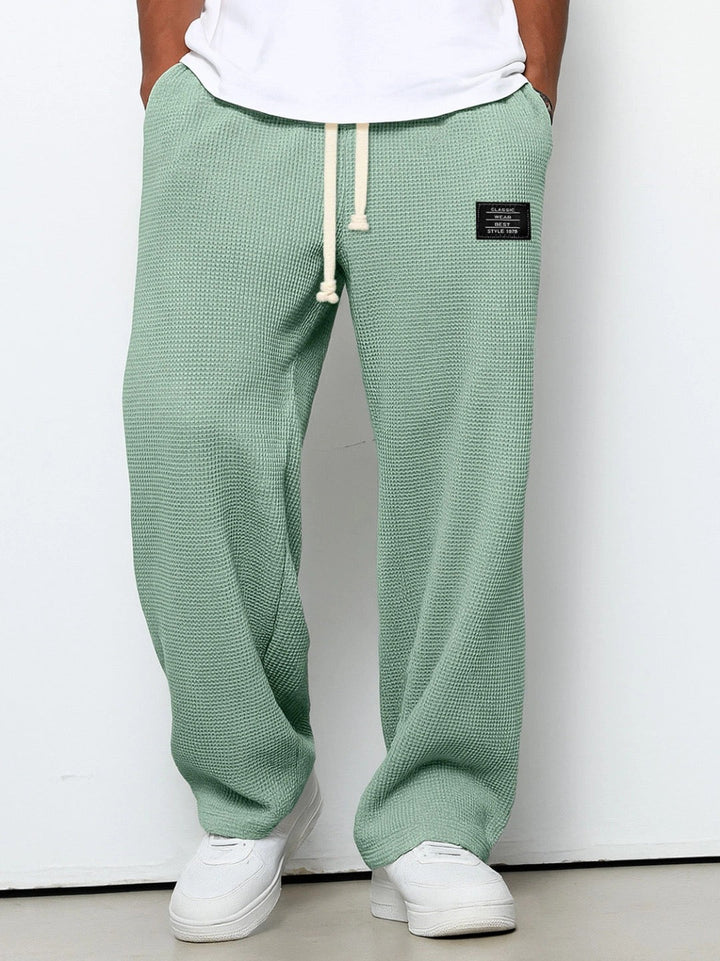 Daved - Pantalones Informales De Punto Tipo Gofre Con Cordón Ajustable