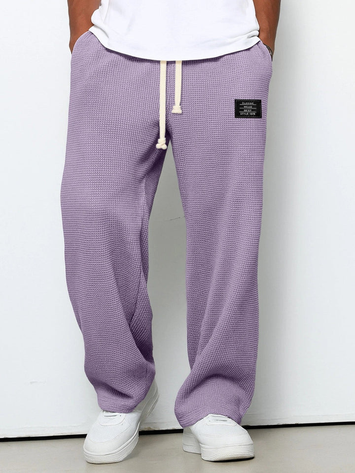 Daved - Pantalones Informales De Punto Tipo Gofre Con Cordón Ajustable