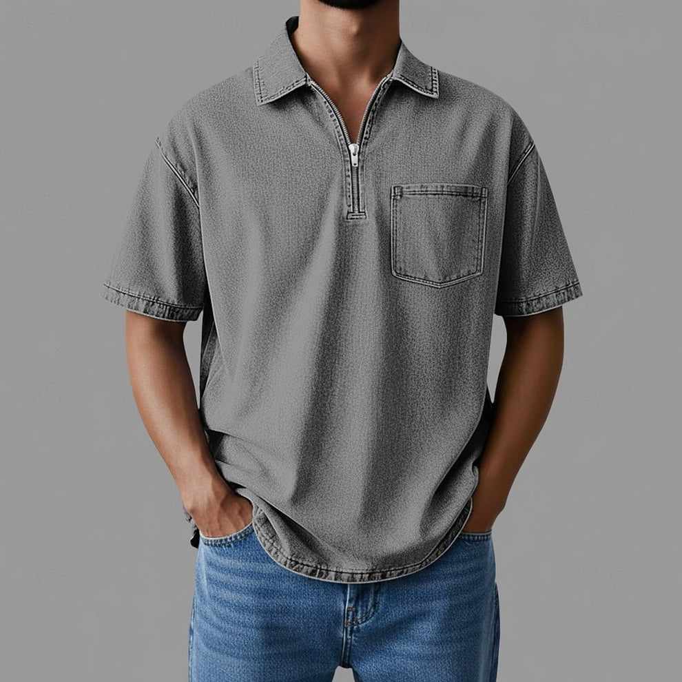 Alhan - Camisa Con Cremallera DenimCore