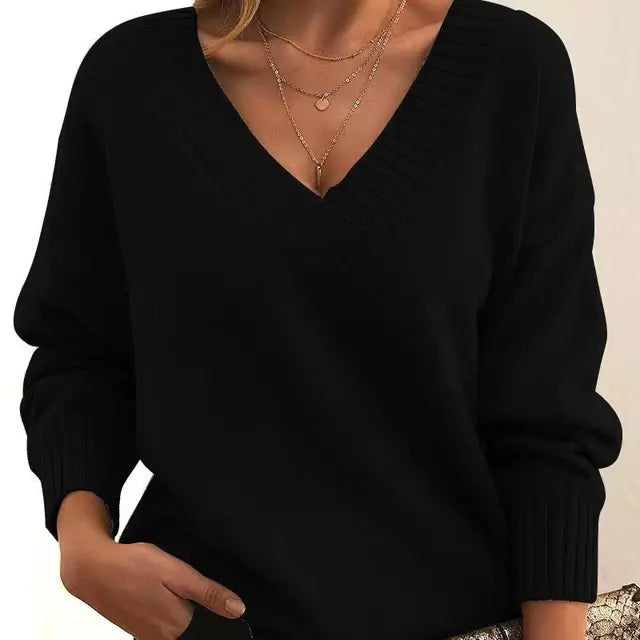 Mordane - Elegante Jersey De Manga Larga Con Cuello En V