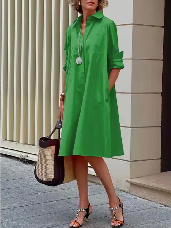 Kahleah  - Elegante Vestido Camisero Con Bolsillos