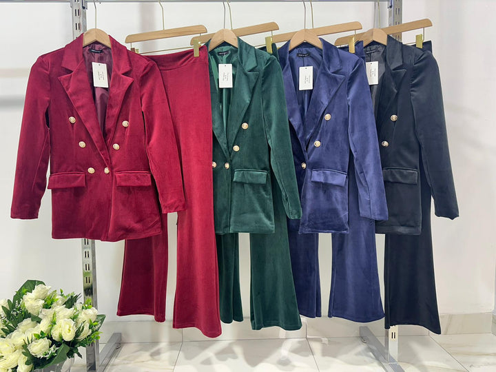 Dimitra - Conjunto De Blazer Cruzado De Terciopelo