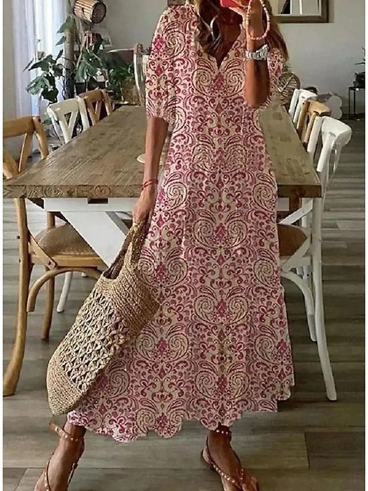 Verute - Vestido Largo de Terciopelo Con Estampado Floral