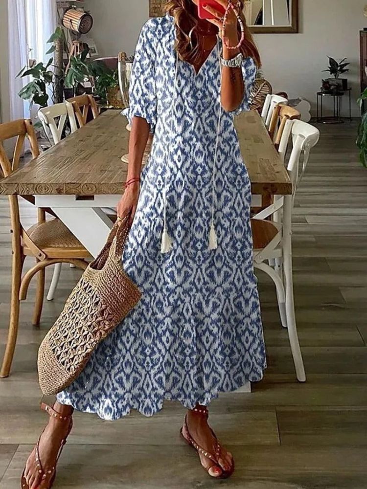 Verute - Vestido Largo de Terciopelo Con Estampado Floral