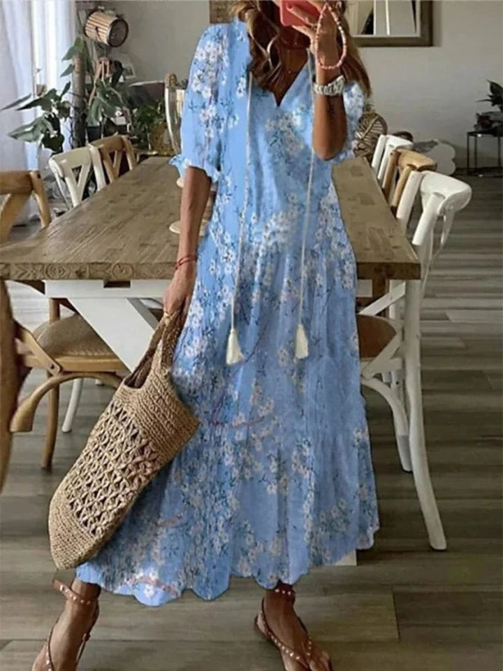 Verute - Vestido Largo de Terciopelo Con Estampado Floral
