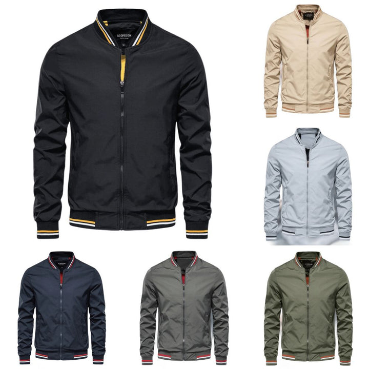 Noam - Chaqueta Bomber Clásica Con Ribetes a Rayas