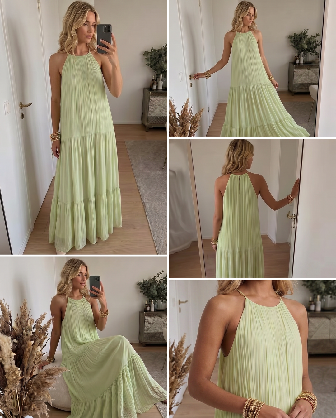 Frazier - Vestido Largo sin Mangas con Pliegues