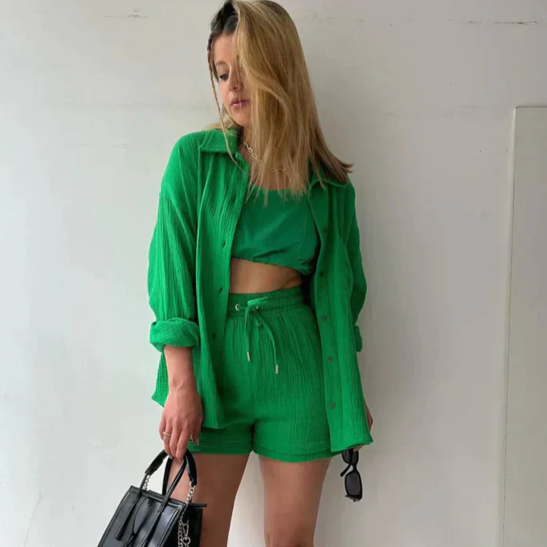 Katelyn - Conjunto De Dos Piezas Compuesto Por Camisa Y Pantalón Corto De Algodón
