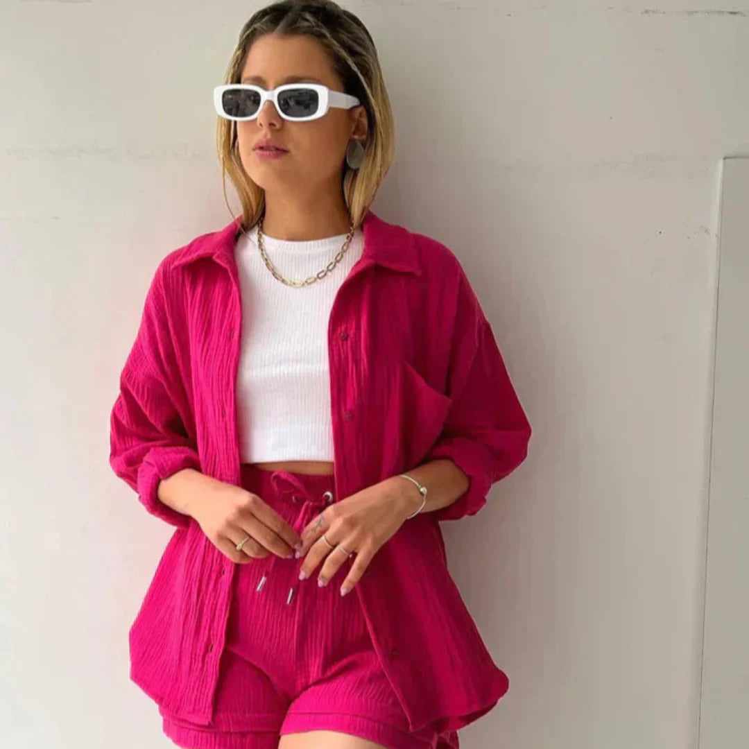 Katelyn - Conjunto De Dos Piezas Compuesto Por Camisa Y Pantalón Corto De Algodón