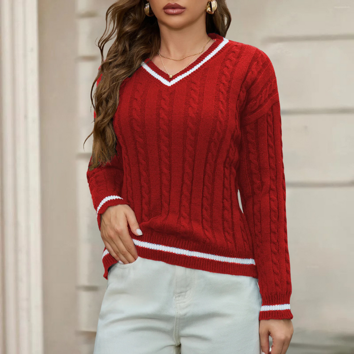 Noelle - Jersey de Cuello en V y Manga Larga