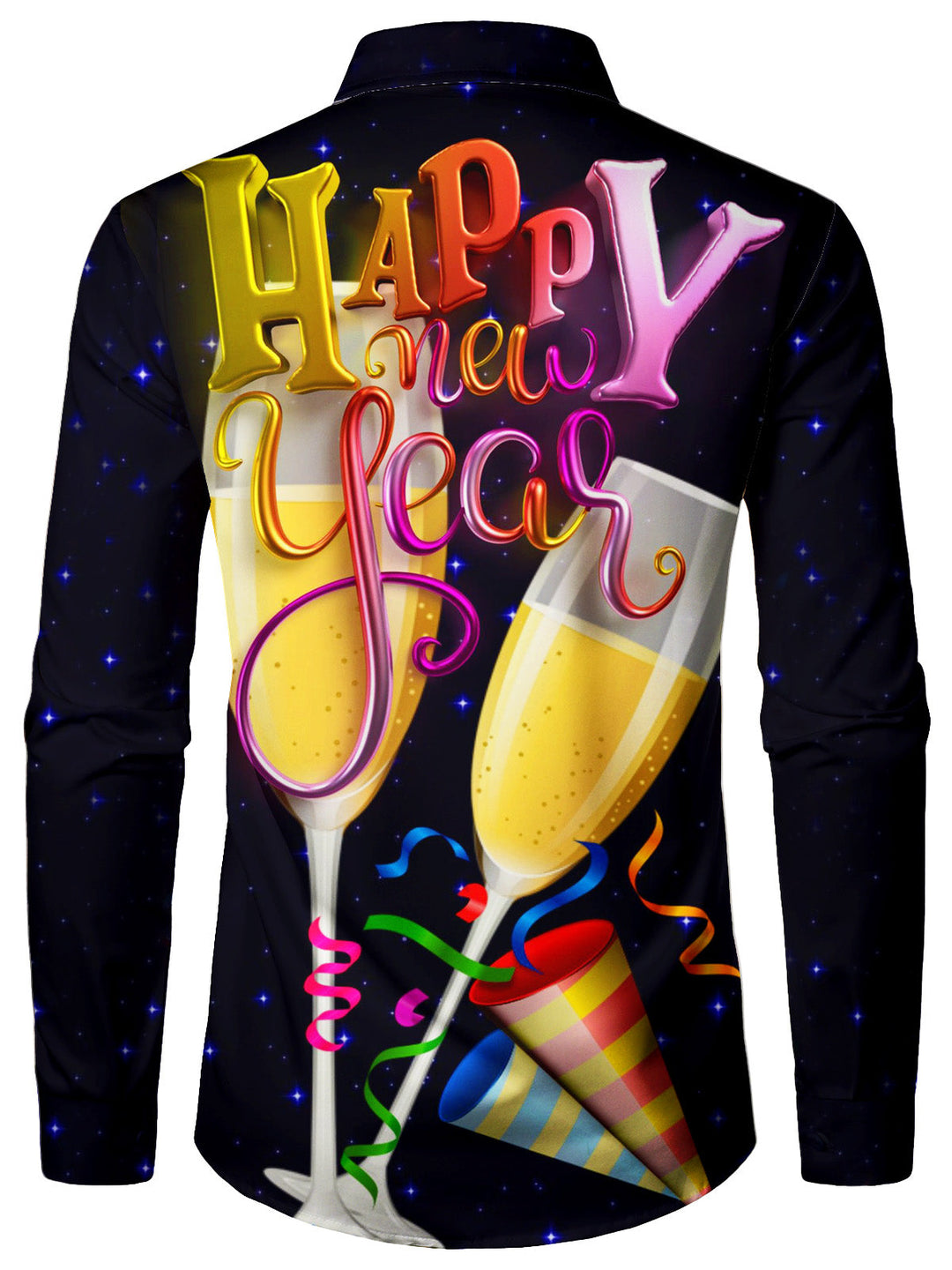 Jabriel - Camisa de Cóctel Navideña de Manga Larga para Hombre con Motivos Divertidos para Nochevieja