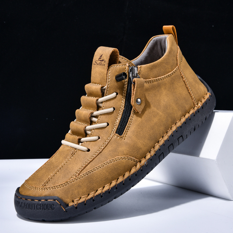 Yuval - Zapatillas De Cuero Con Cremallera Lateral