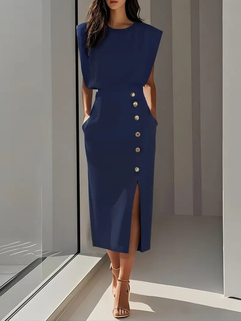 Yasmin - Vestido Midi Con Abertura Lateral