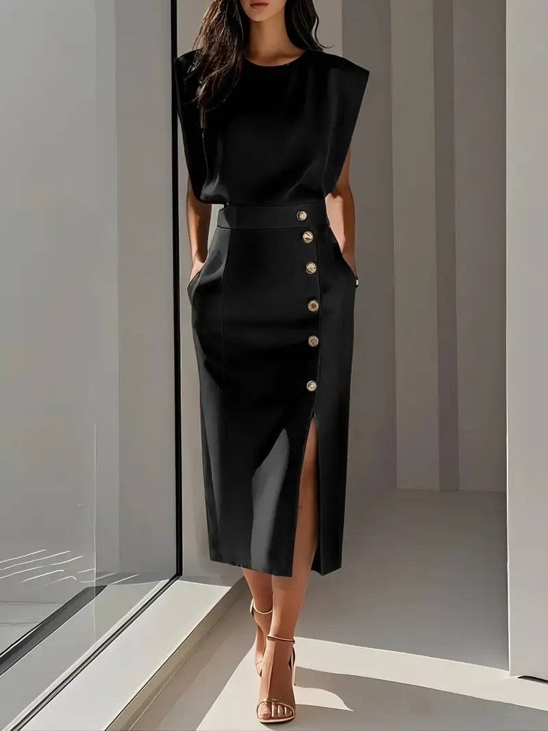 Yasmin - Vestido Midi Con Abertura Lateral