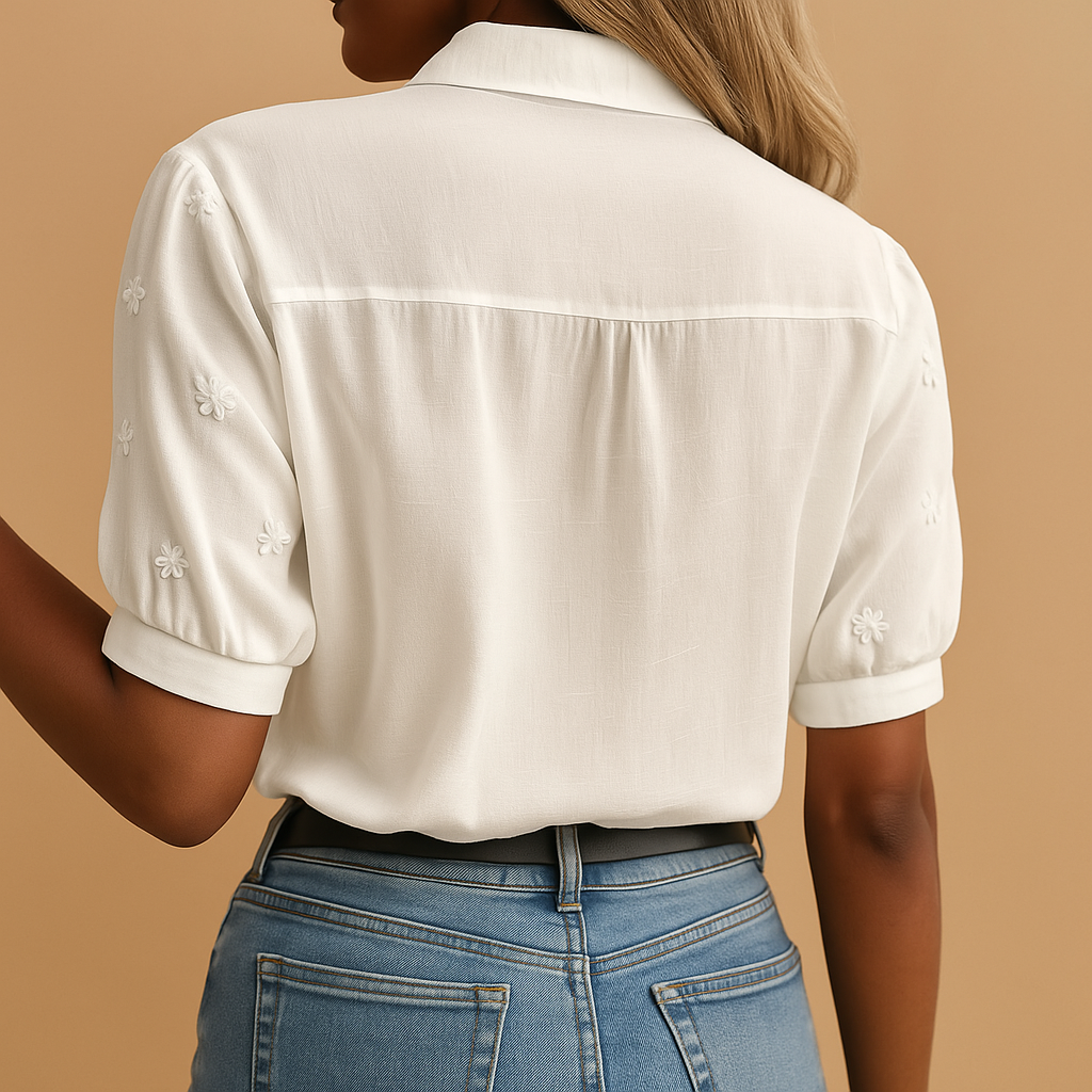 Leanaa - Blusa Moderna Con Bordados Florales