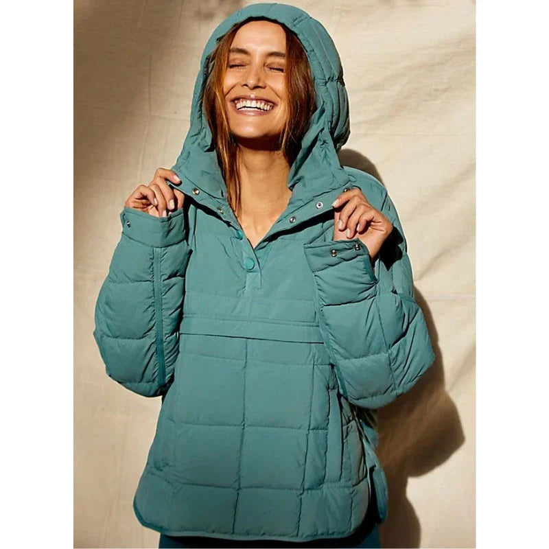 Merve - Elegante Manga Larga Puffer Chaqueta