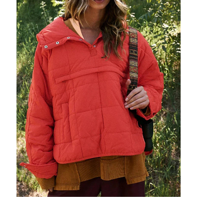 Merve - Elegante Manga Larga Puffer Chaqueta