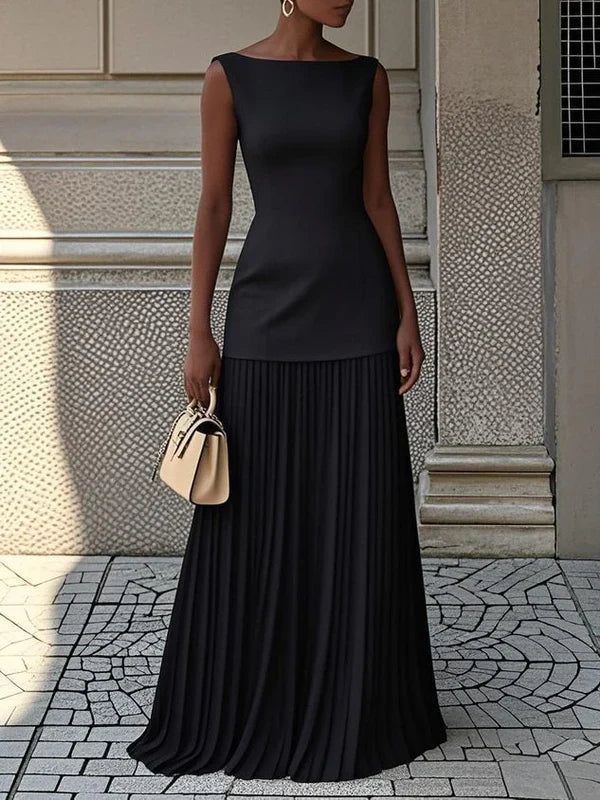 Sunthari - Vestido Largo Sin Mangas Con Pliegues