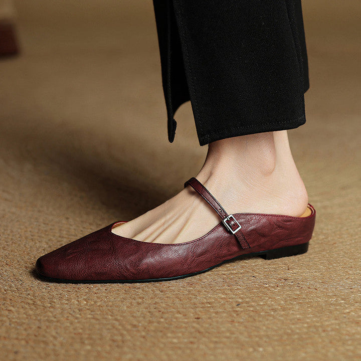 Senadhi - Zapatos Tipo Mules de Cuero Auténtico