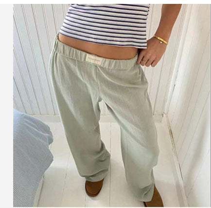 Evgenia - Pantalones De Salón De Corte Ancho Con Cintura Elástica