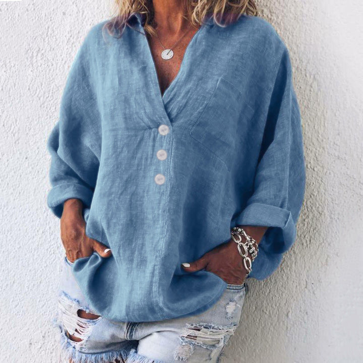 Twila - Camisa De Lino De algodón De Manga Larga