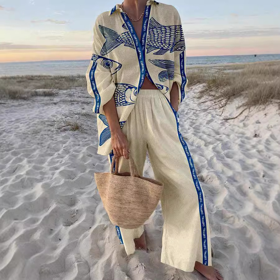 Lynikka - Juego De Ropa De Cama Con Estampado De Peces