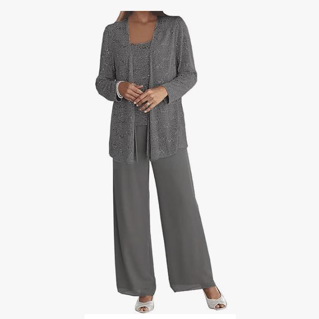 Gimena - Conjunto De Pantalón Y Cárdigan Con Purpurina