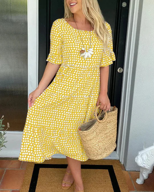 Mariam - Vestido Midi Con Mangas De Volantes