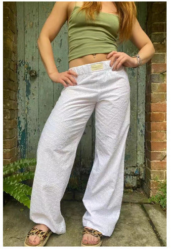 Evgenia - Pantalones De Salón De Corte Ancho Con Cintura Elástica