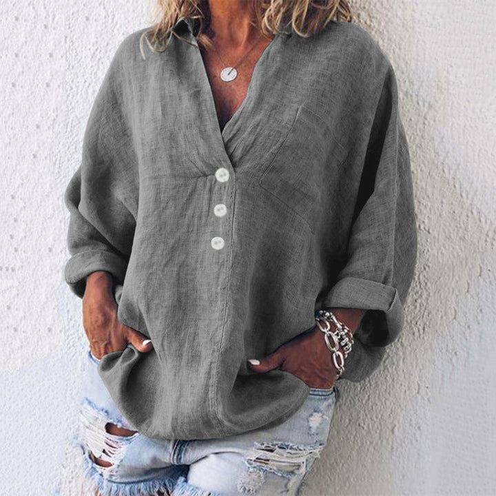 Twila - Camisa De Lino De algodón De Manga Larga
