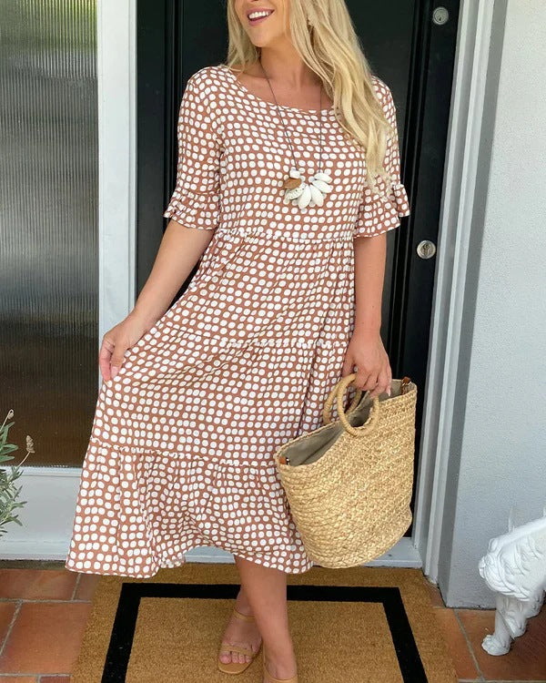 Blythea - Elegante Vestido Midi De Manga Corta