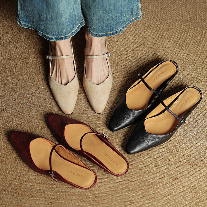 Senadhi - Zapatos Tipo Mules de Cuero Auténtico