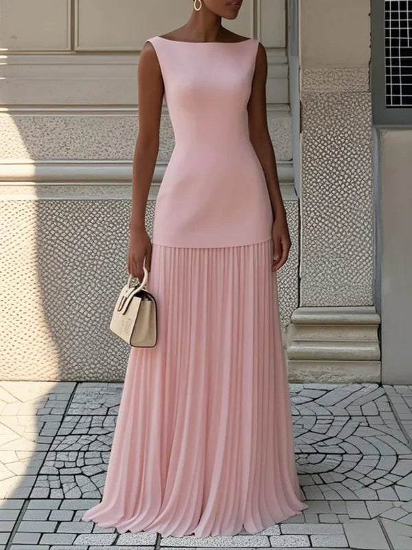 Sunthari - Vestido Largo Sin Mangas Con Pliegues