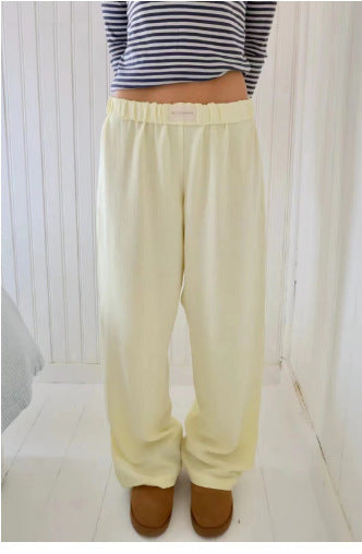 Evgenia - Pantalones De Salón De Corte Ancho Con Cintura Elástica