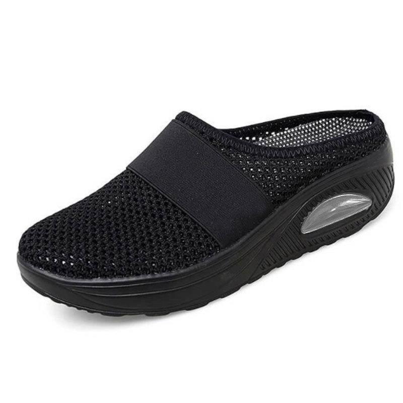 Schena - Zapatos Tipo Mule Con Plataforma y Malla Sin Cordones