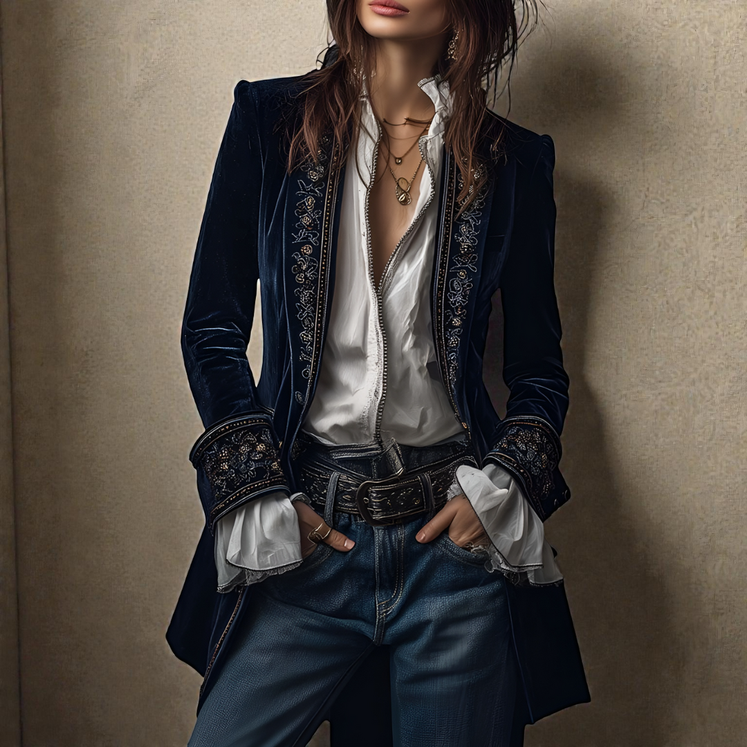 Naeva - Chaqueta de Terciopelo de manga Larga, Suave y Elegante