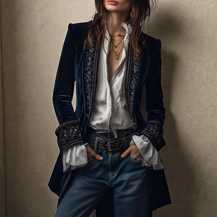 Naeva - Chaqueta de Terciopelo de manga Larga, Suave y Elegante