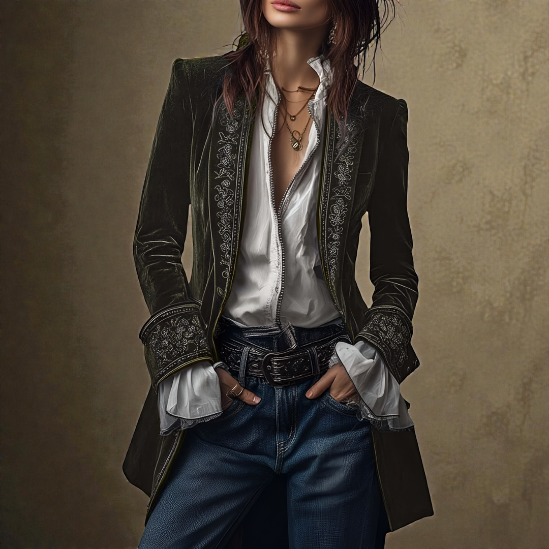 Naeva - Chaqueta de Terciopelo de manga Larga, Suave y Elegante