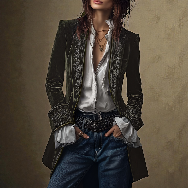 Naeva - Chaqueta de Terciopelo de manga Larga, Suave y Elegante