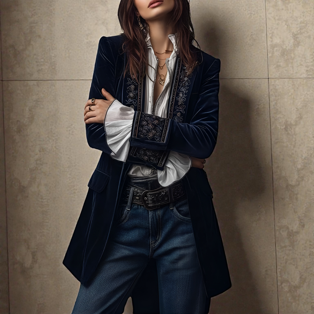 Naeva - Chaqueta de Terciopelo de manga Larga, Suave y Elegante