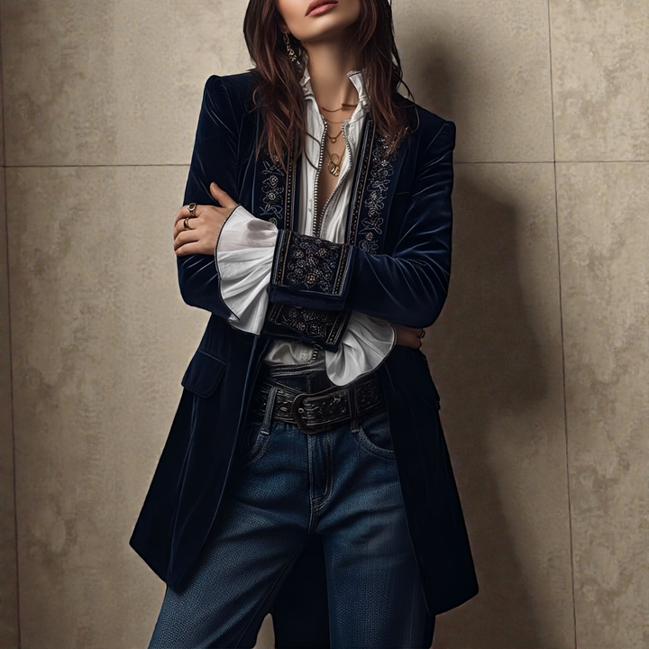 Naeva - Chaqueta de Terciopelo de manga Larga, Suave y Elegante